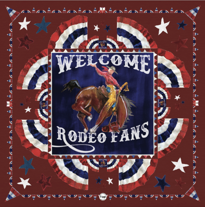 Welcome Rodeo Fans Red Cotton/Silk Bandana 