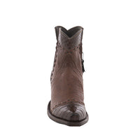 Ladies Shorty Smooth Kango CC Ostrich Nicotine Caiman Wingtip, Half, Collar Full Brown Buckstitch
