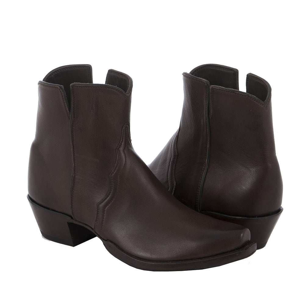 Ladies Short Brown Burnished Aniline Boot