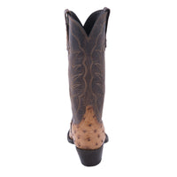Ladies Cowboy 13" Cognac Burnished Ostrich/ Canella Goat with a Winn Stitch in Coyote