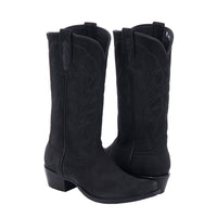 Ladies Black Nubuck Burnished Winn Cowboy Boots