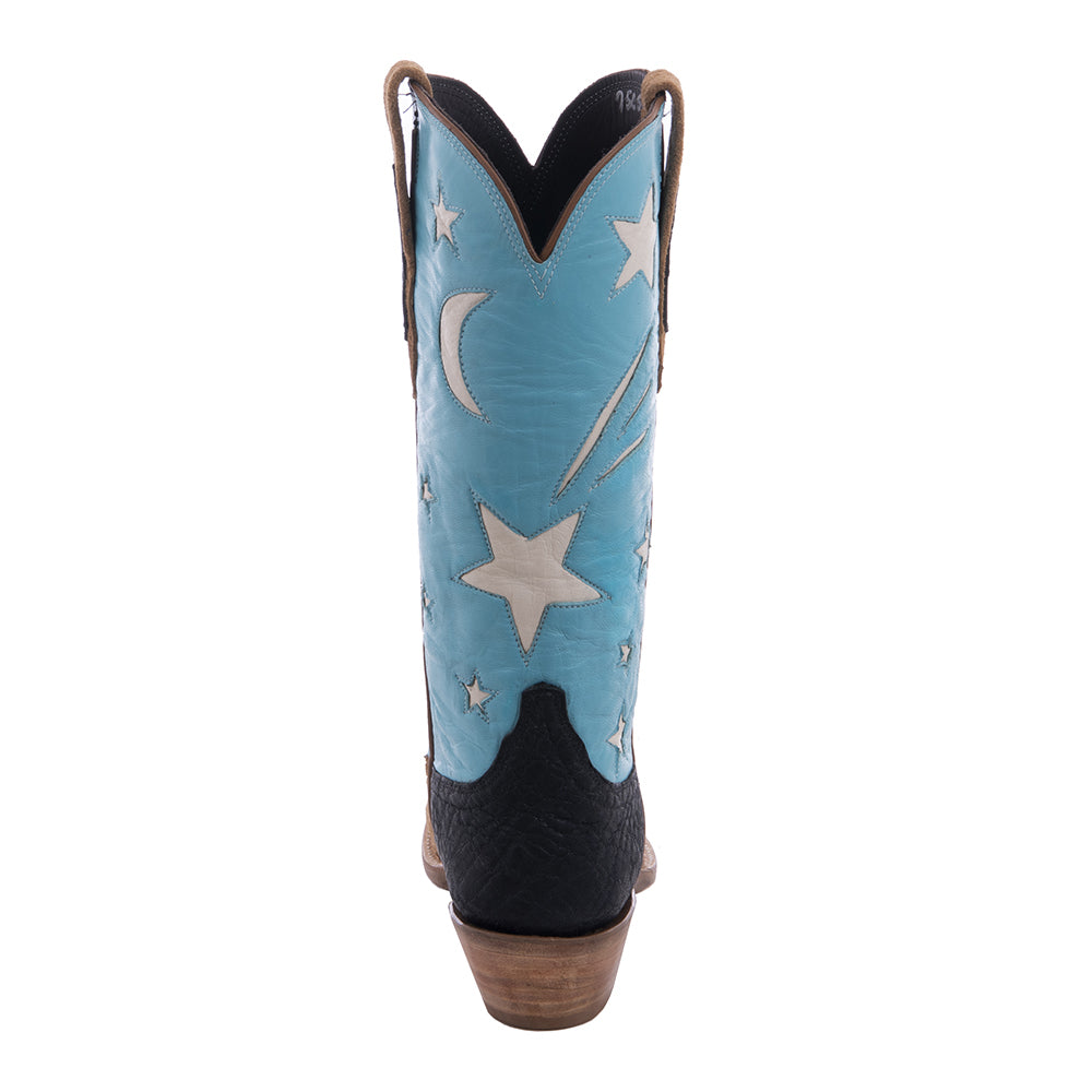 Ladies 12" Dunn Pig Black Elephant Counter Emerald Bone Star Cowboy Boot