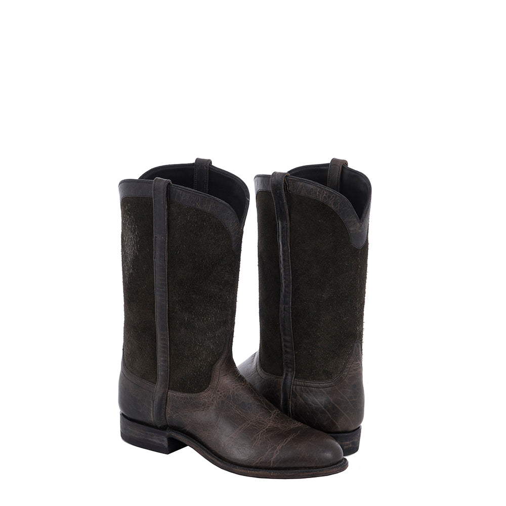 Men's Roper 12" Grey Bison, Dark Grey Aniline Roughout