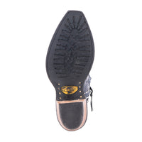 Ladies Navy Ostrich Caiman Tipped Short Cowboy Boots