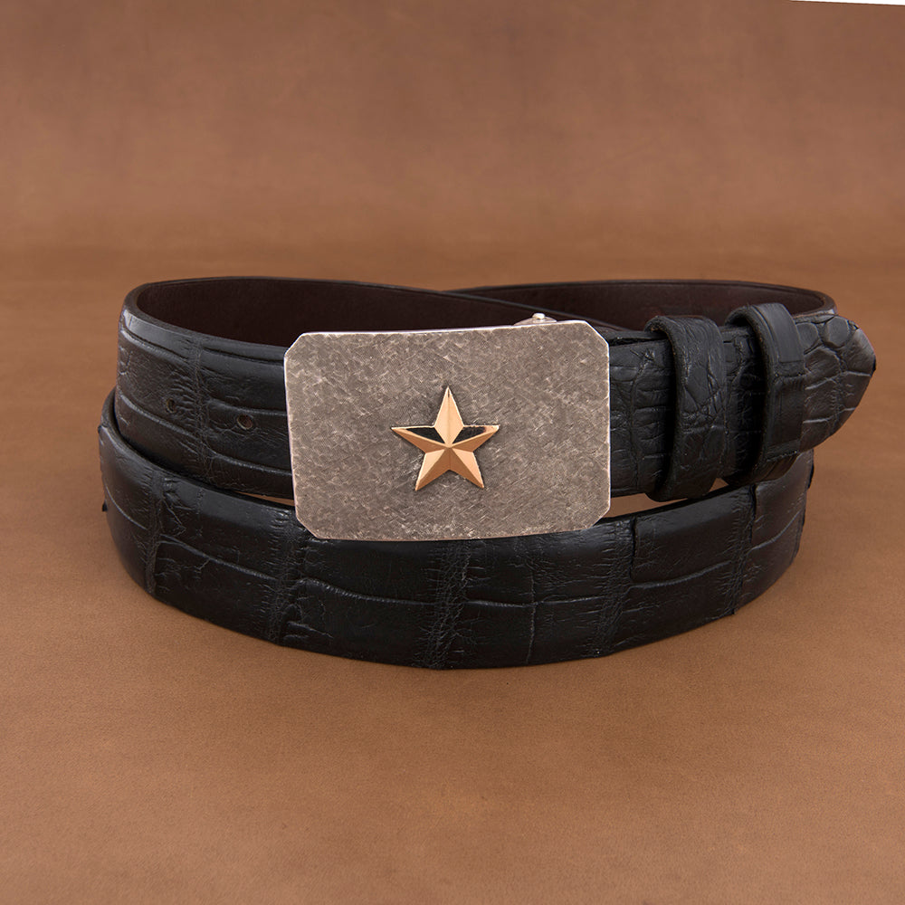 MESA CROSSHATCH BUCKLE WITH 14K STAR