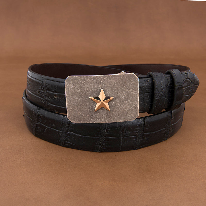 MESA CROSSHATCH BUCKLE WITH 14K STAR