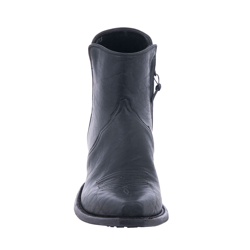 Men's Short Black Bison Boot with Mini Vibram and Toe Bug