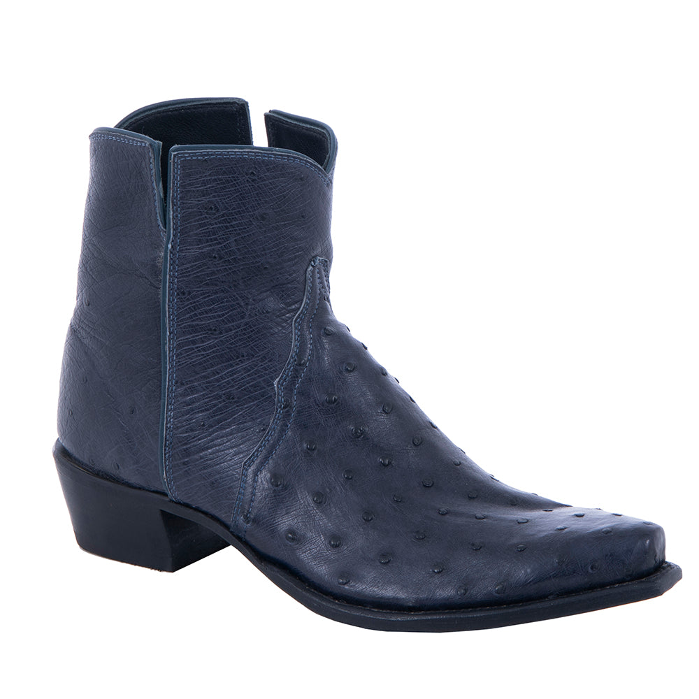 Ladies Navy Blue Full Quill Ostrich Short Boots