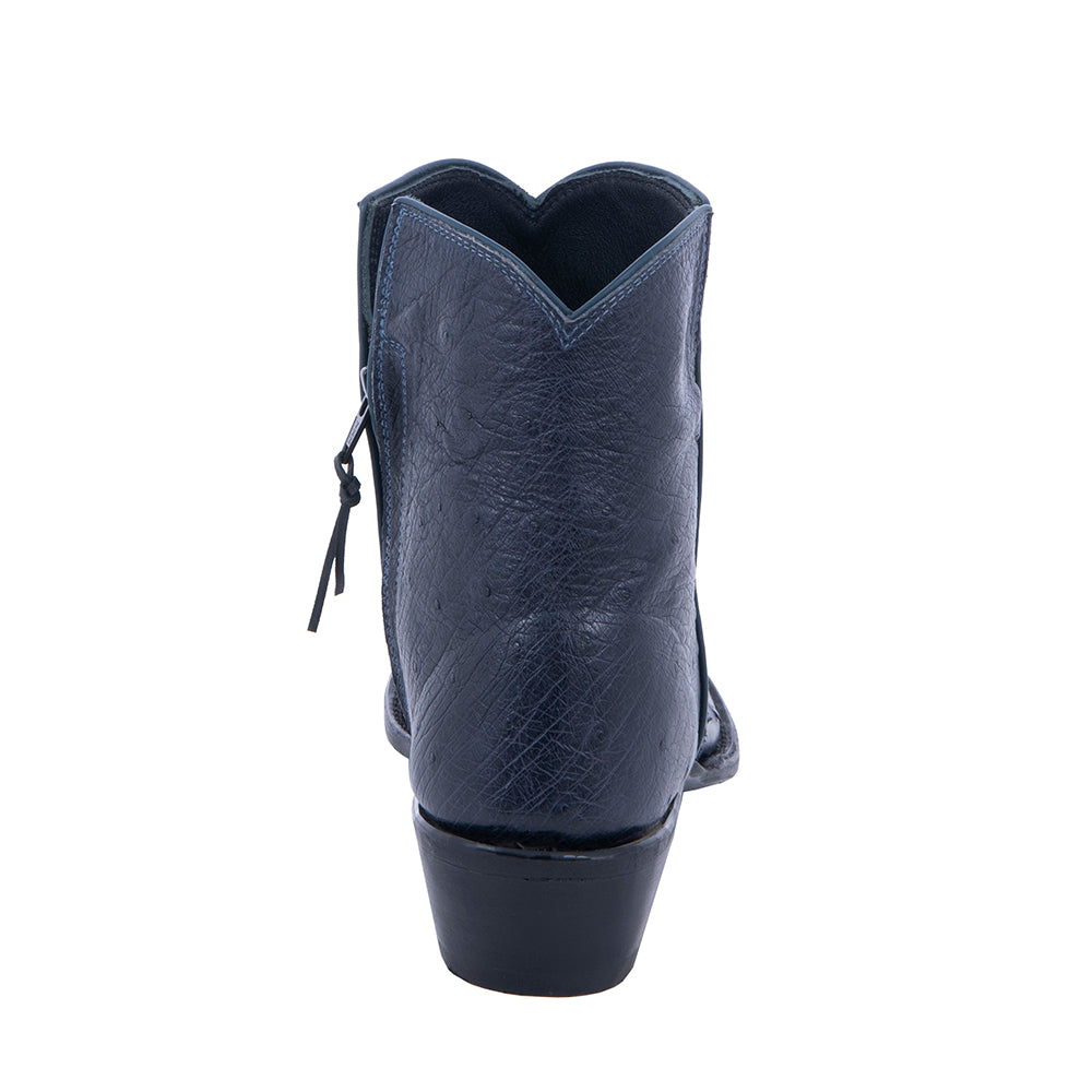 Ladies Navy Blue Full Quill Ostrich Short Boots