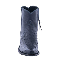 Ladies Navy Blue Full Quill Ostrich Short Boots