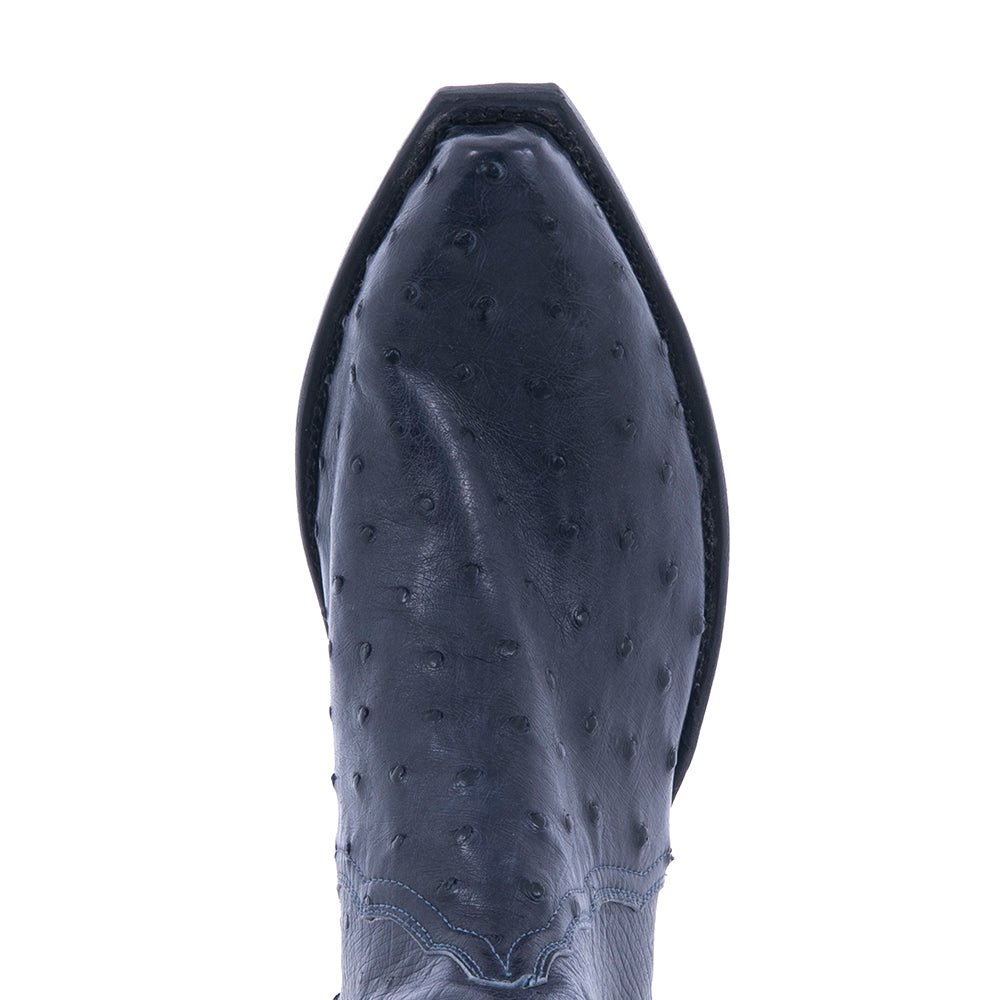Ladies Navy Blue Full Quill Ostrich Short Boots