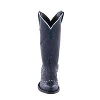 Ladies 13" Navy Full Quill Ostrich and Caiman Cowboy Boots