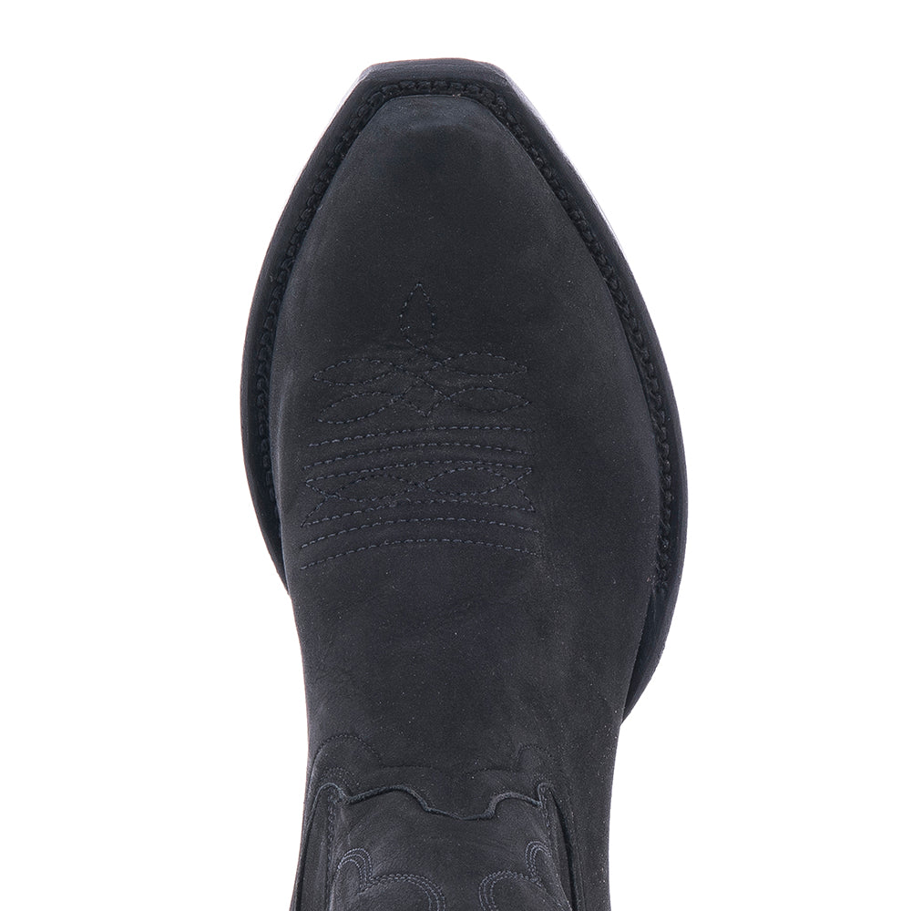 Ladies Black Nubuck Burnished Winn Cowboy Boots