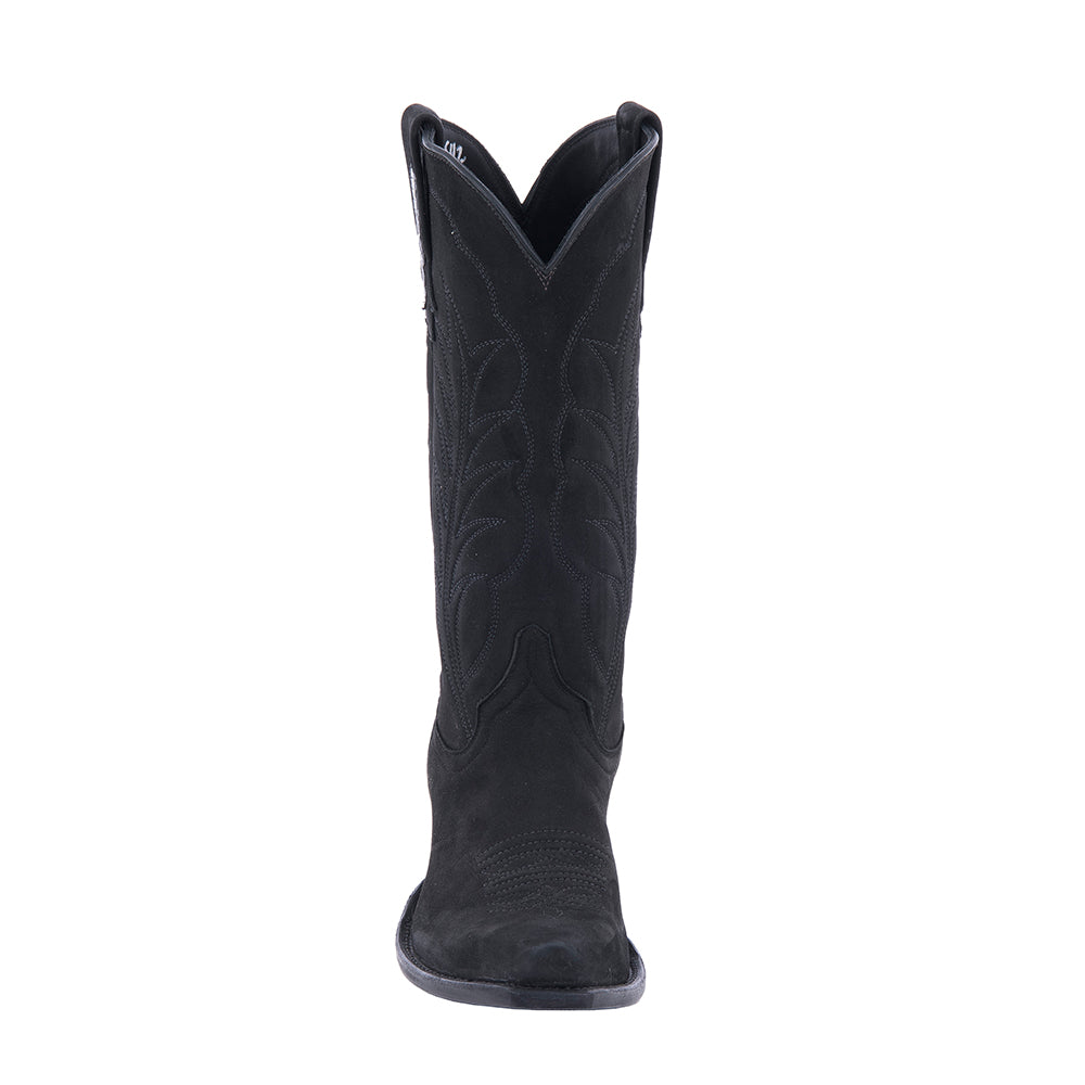 Ladies Black Nubuck Burnished Winn Cowboy Boots