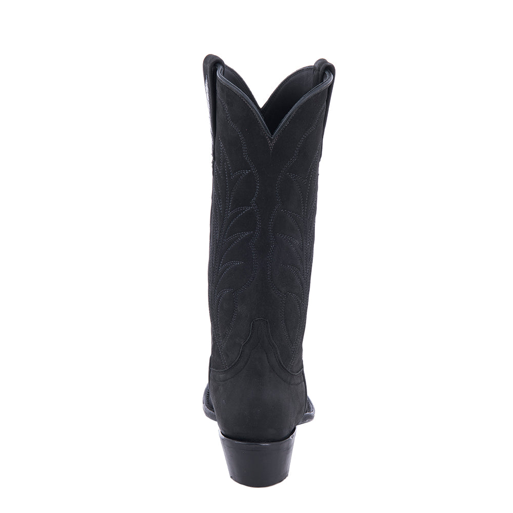 Ladies Black Nubuck Burnished Winn Cowboy Boots