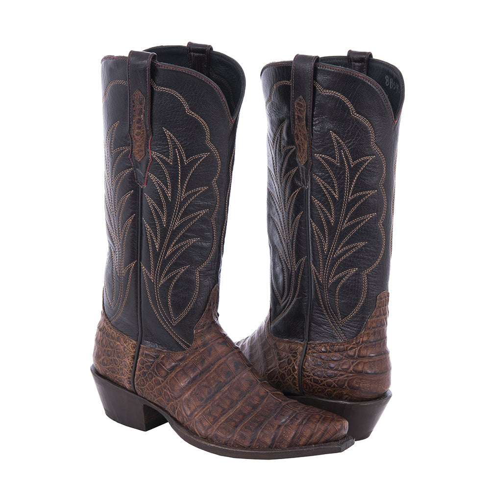 Ladies Cowboy 13" Cigar Pullup Caiman Black Cherry Top Winn Stitch