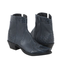 Ladies Short Navy Smooth Ostrich with Navy Gator Wingtip and Collar