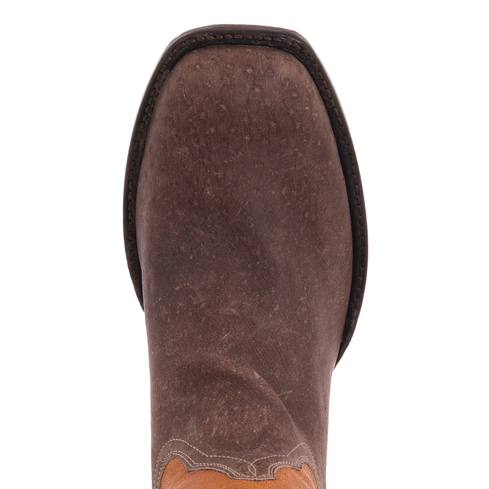 Men's 12" Pumba Brown Warthog/Honey Elephant Cowboy Boot with Initials