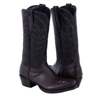 Ladies Chocolate Lizard Winn Stitch Cowboy Boots with Mini Vibram