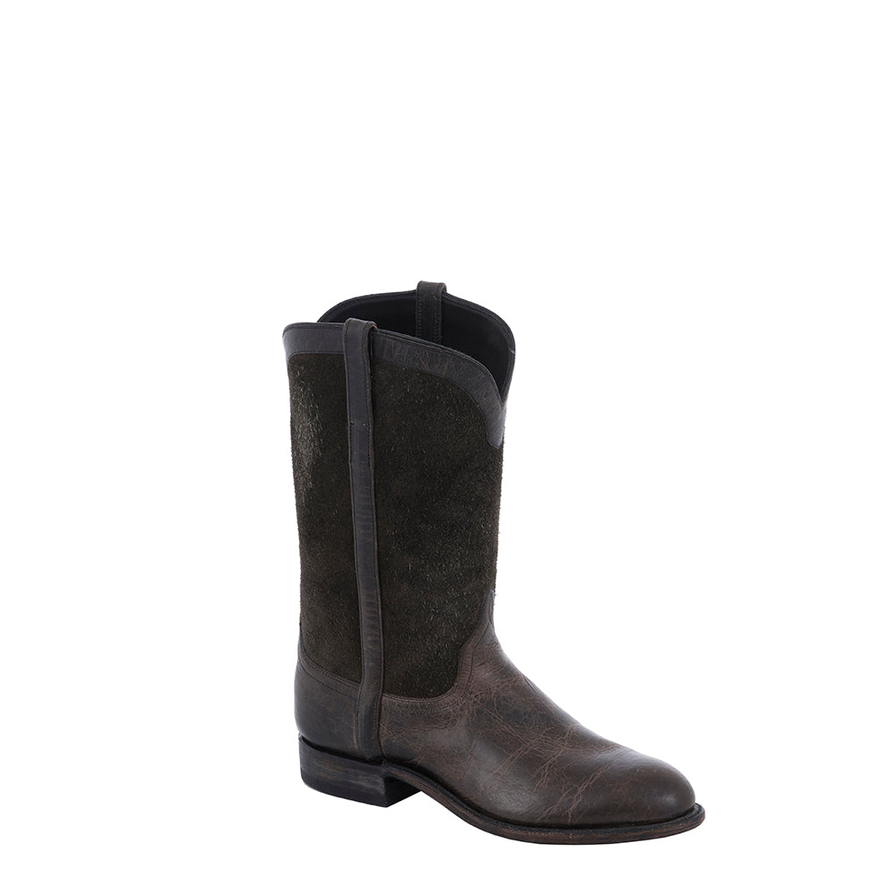 Men's Roper 12" Grey Bison, Dark Grey Aniline Roughout