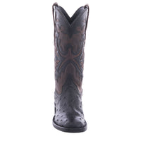 Ladies Cowboy 12-2 Black Full Quill Ostrich/Canella Goat Fern Inlay Spur Lip and Heavy Sole
