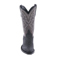 Ladies 12" Black Elephant Grey Bison Green Stitch Cowboy Boot