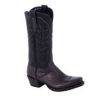 Ladies Chocolate Lizard Winn Stitch Cowboy Boots with Mini Vibram
