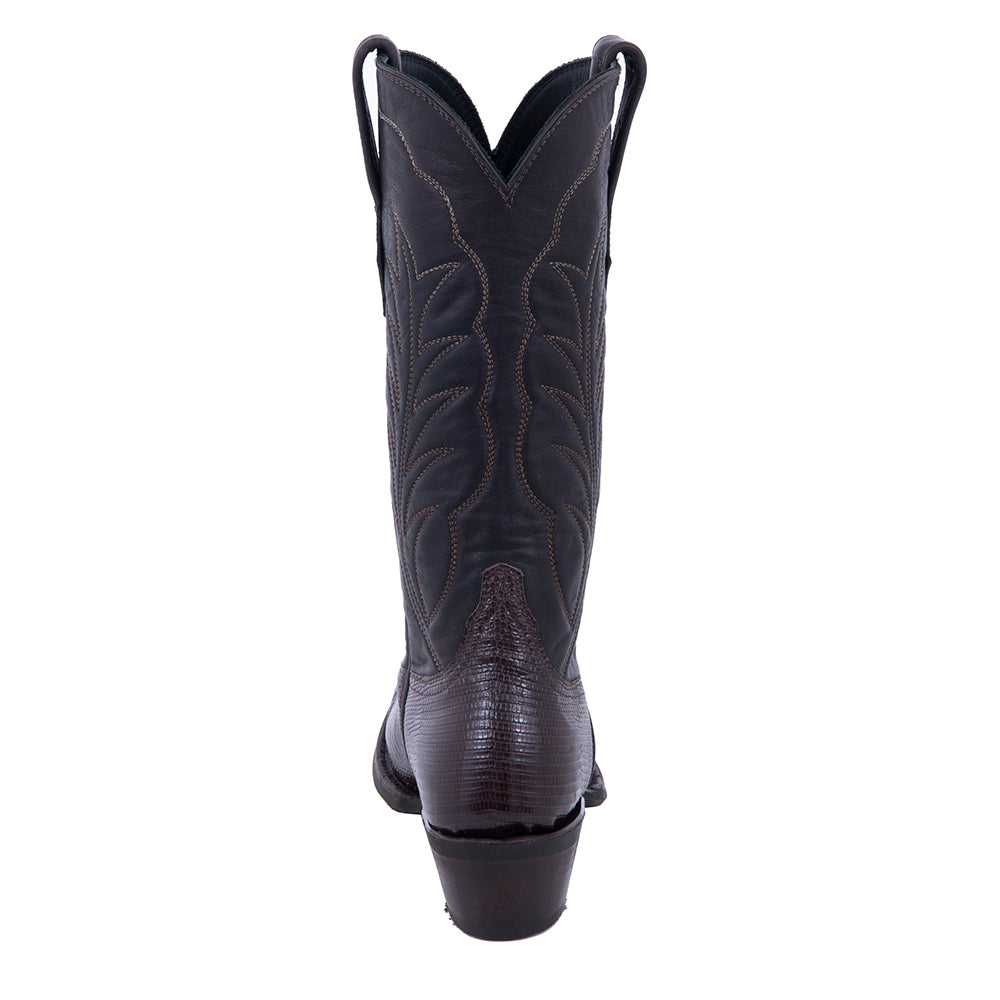 Ladies Chocolate Lizard Winn Stitch Cowboy Boots with Mini Vibram