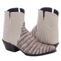 Ladies Short Dark Natural Caiman Belly Bone Kidskin Boot