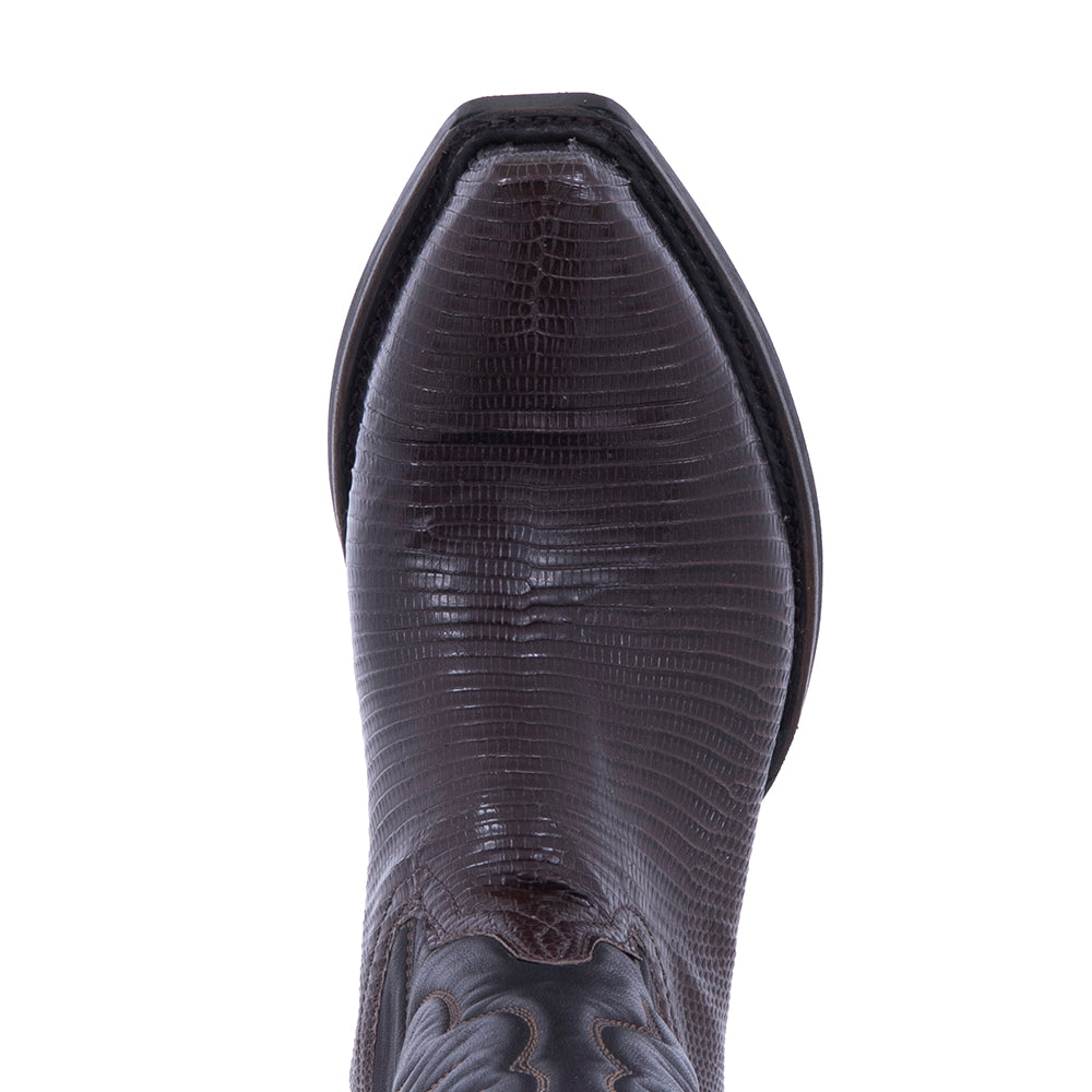 Ladies Chocolate Lizard Winn Stitch Cowboy Boots with Mini Vibram