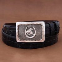 GABE CROSSHATCH BUCKLE WITH HORSESHOE AND BRONC