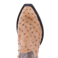 Ladies Cowboy 13" Cognac Burnished Ostrich/ Canella Goat with a Winn Stitch in Coyote