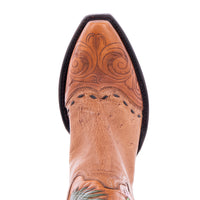 Ladies Hand Tooled Floral Smooth Ostrich Cowboy Boots