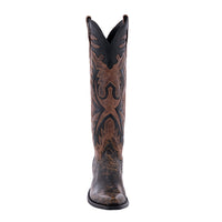 Ladies 17" Tan Distress Lizard and Canella Goat Cowboy Boot