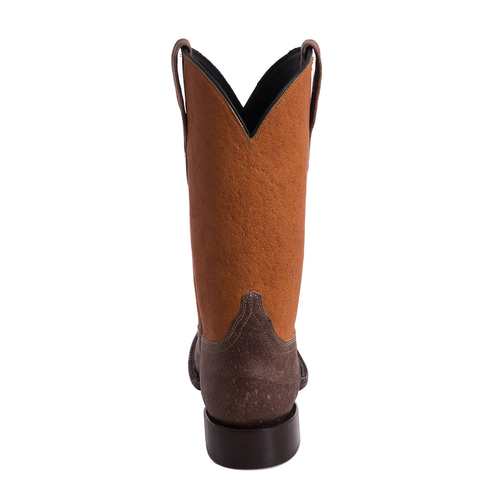 Men's 12" Pumba Brown Warthog/Honey Elephant Cowboy Boot with Initials