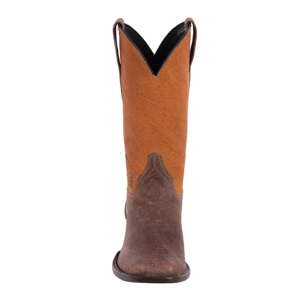 Men's 12" Pumba Brown Warthog/Honey Elephant Cowboy Boot with Initials