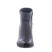 Men's Black Caiman Pull Up Black Goat Short Cowboy Boot