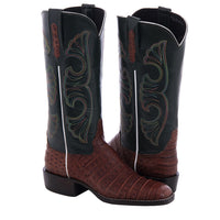 Ladies 13-2 Raisin Caiman Green Velvet Swan Cowboy Boot