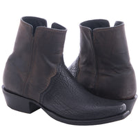Men's Black Shark Tobac Goat Short Cowboy Boot with Mini Vibram Sole