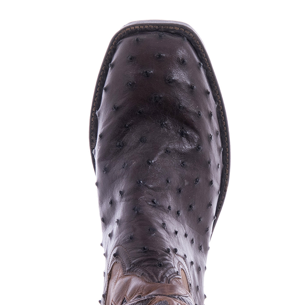 Ladies Cowboy 12-2 Kango Full Quill Ostrich/Canella Goat Fern Inlay Spur Lip and Heavy Sole