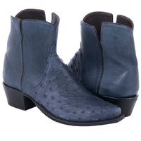 Ladies Indigo Full Quill Ostrich Short Boots