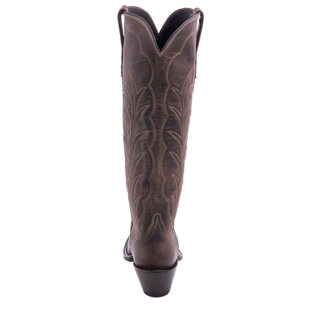 Ladies 17" Tobac Goat Winn Stitch Cowboy Boot