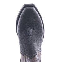Men's Black Shark Tobac Goat Short Cowboy Boot with Mini Vibram Sole