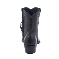 Ladies Short Black Cherry Goat Half Black Buckstitch Boot