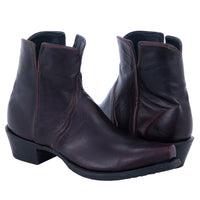Ladies Black Cherry Goat Short Boots with Mini Vibram Sole
