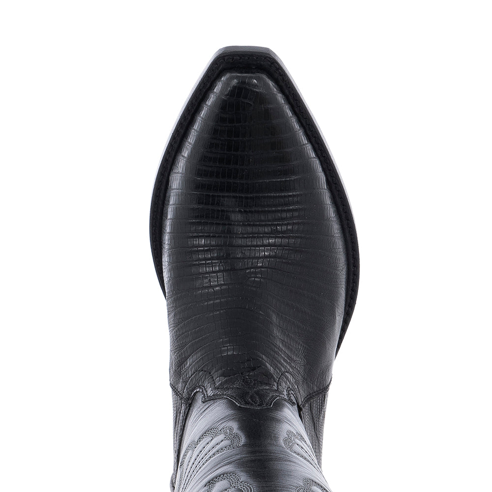 Ladies Black Lizard Diablo Swan Stitch Cowboy Boot