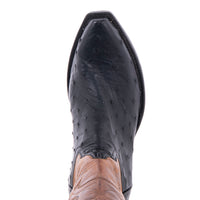 Ladies 17" Black Full Quill Ostrich Canella Goat Cowboy Boot