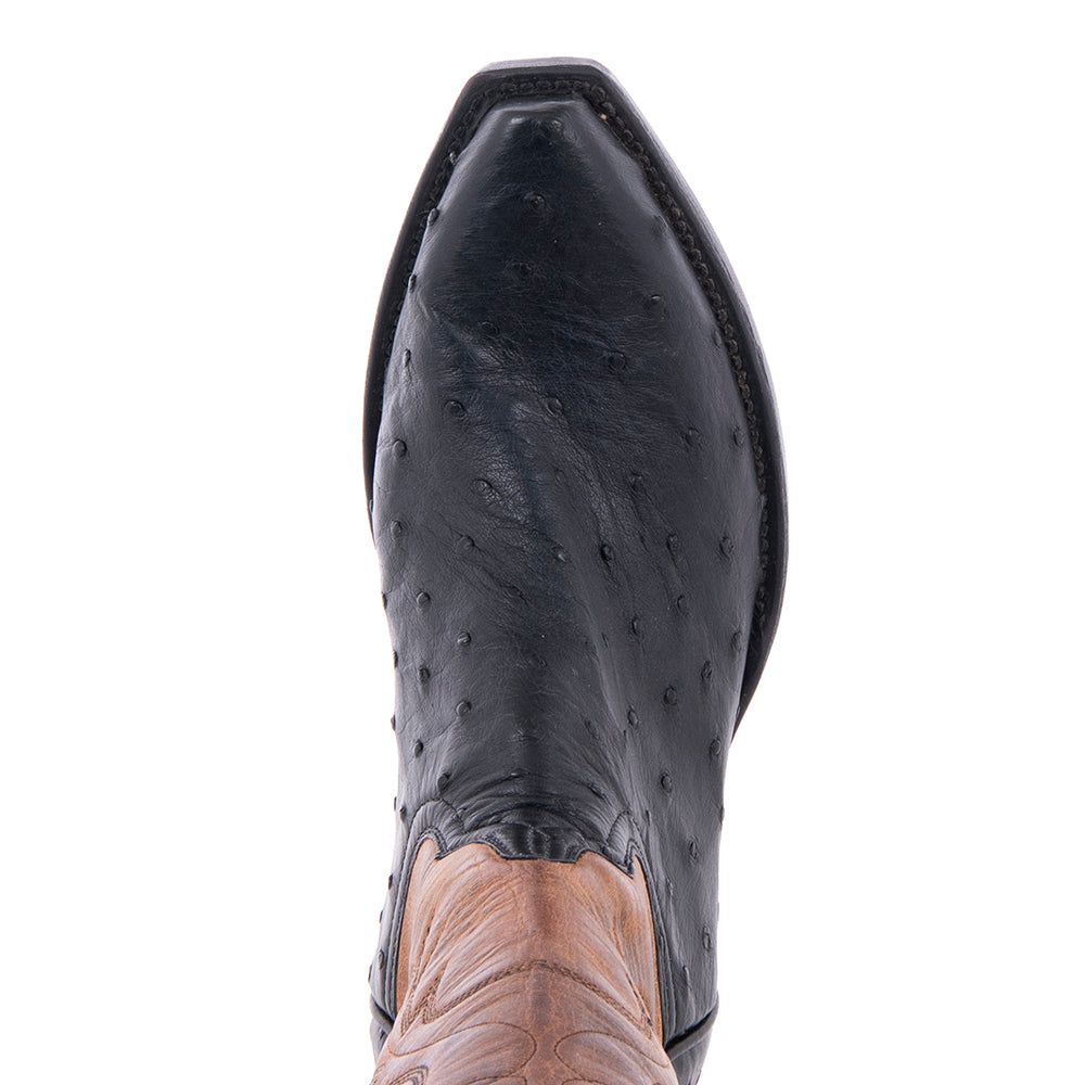 Ladies 17" Black Full Quill Ostrich Canella Goat Cowboy Boot