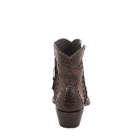 Ladies Shorty Smooth Kango CC Ostrich Nicotine Caiman Wingtip, Half, Collar Full Brown Buckstitch