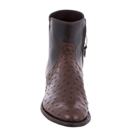 Men's Short Kango Full Quill Ostrich Brown Roper Boot